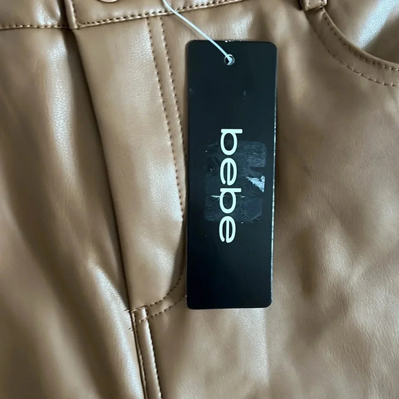 bebe Women's Faux Leather Pants in Classic Camel Color - NWT - Size 30 - Picture 3 of 11